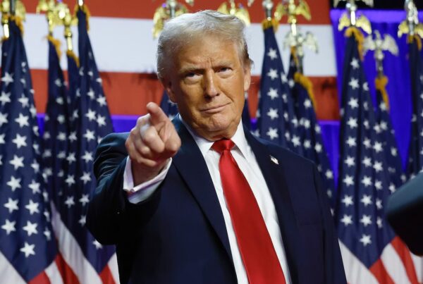 Donald Trump at the Palm Beach Convention Center on election night, November 6, 2024.