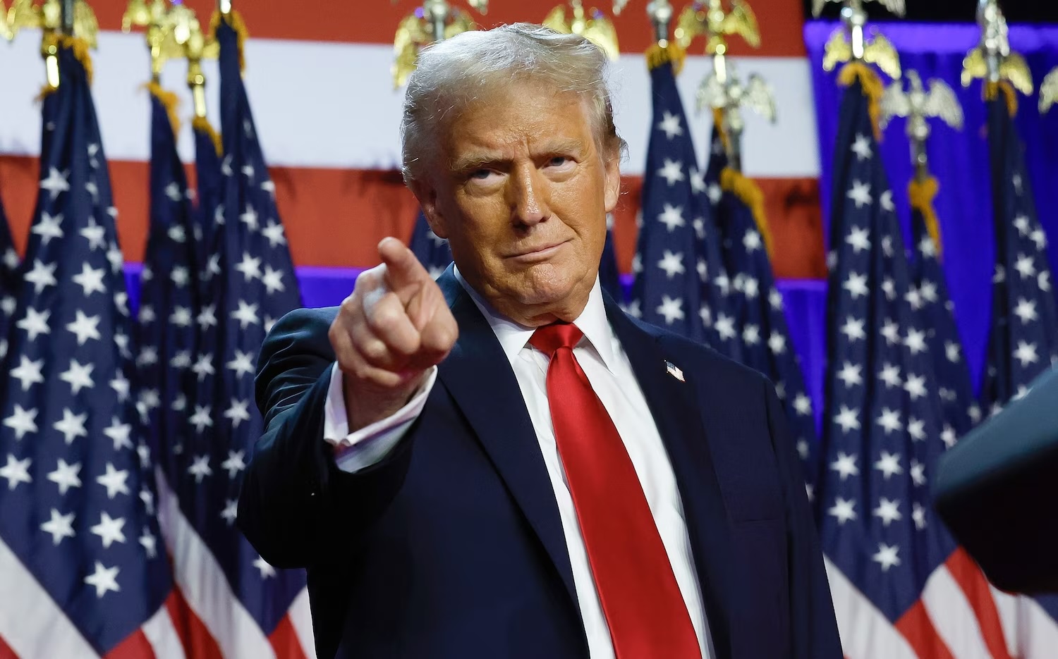 Donald Trump at the Palm Beach Convention Center on election night, November 6, 2024.