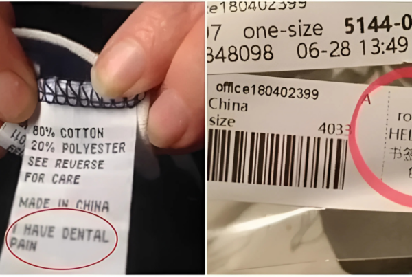 Distressed messages in Shein delivery bag, ethical concerns